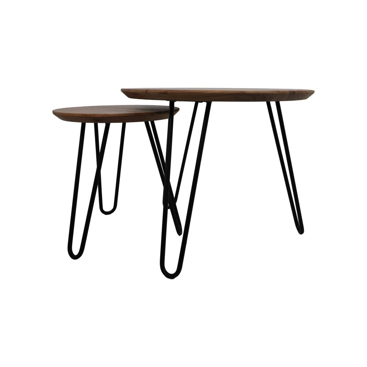 Bijzettafel Max | Natuurlijke Acacia en Zwart Metaal | set van twee stuks