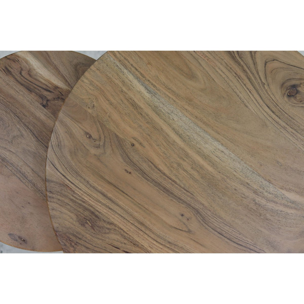 Bijzettafel Max | Natuurlijke Acacia en Zwart Metaal | set van twee stuks