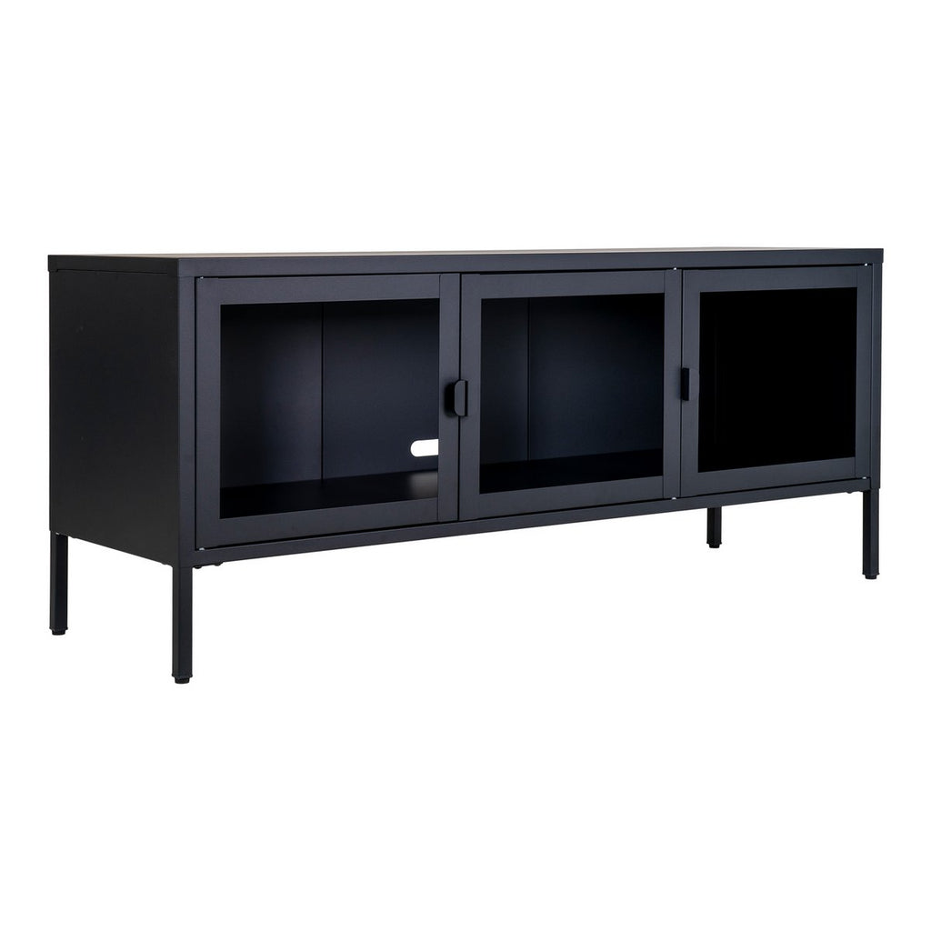 TV-Meubel | Raven | Zwart, Staal/Glas | 130x40x55 cm