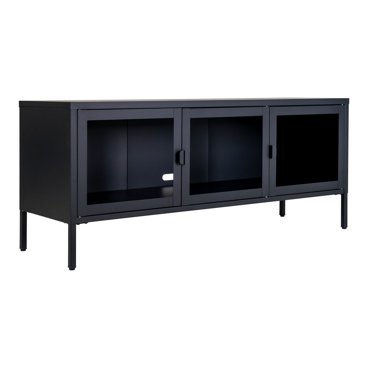 TV-Meubel | Raven | Zwart, Staal/Glas | 130x40x55 cm