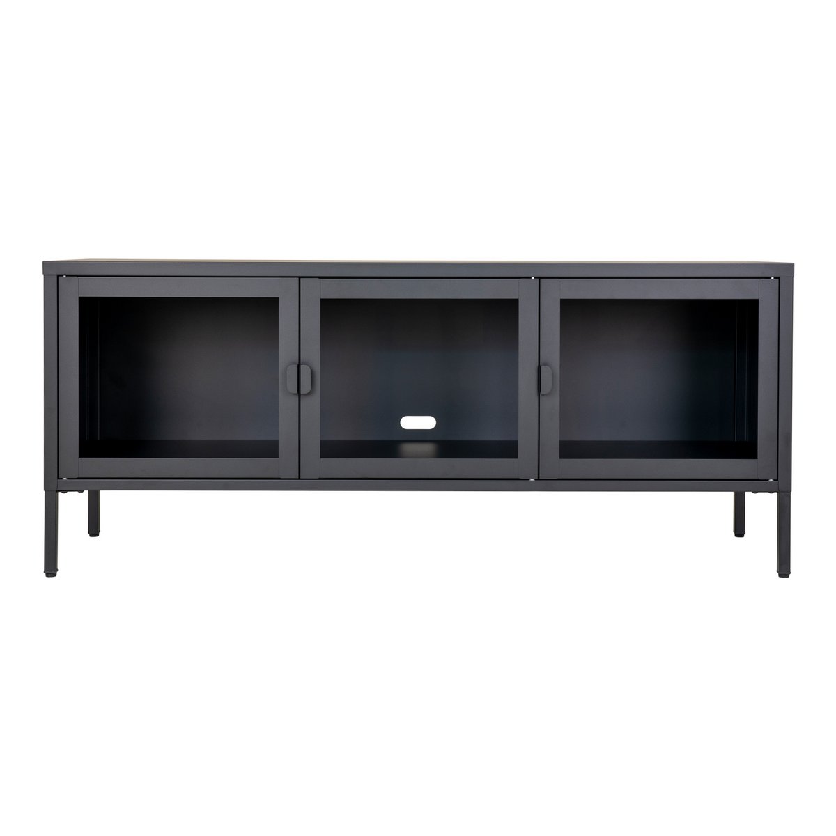 TV-Meubel | Raven | Zwart, Staal/Glas | 130x40x55 cm