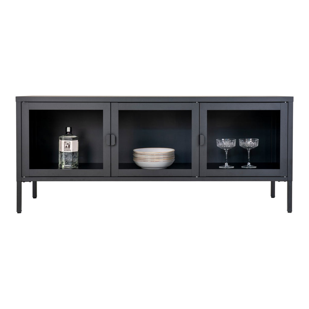 TV-Meubel | Raven | Zwart, Staal/Glas | 130x40x55 cm