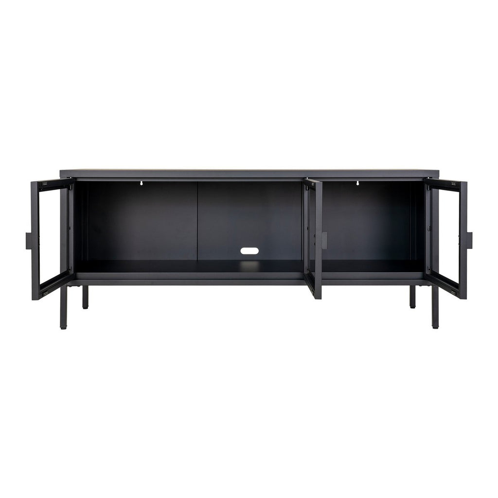 TV-Meubel | Raven | Zwart, Staal/Glas | 130x40x55 cm
