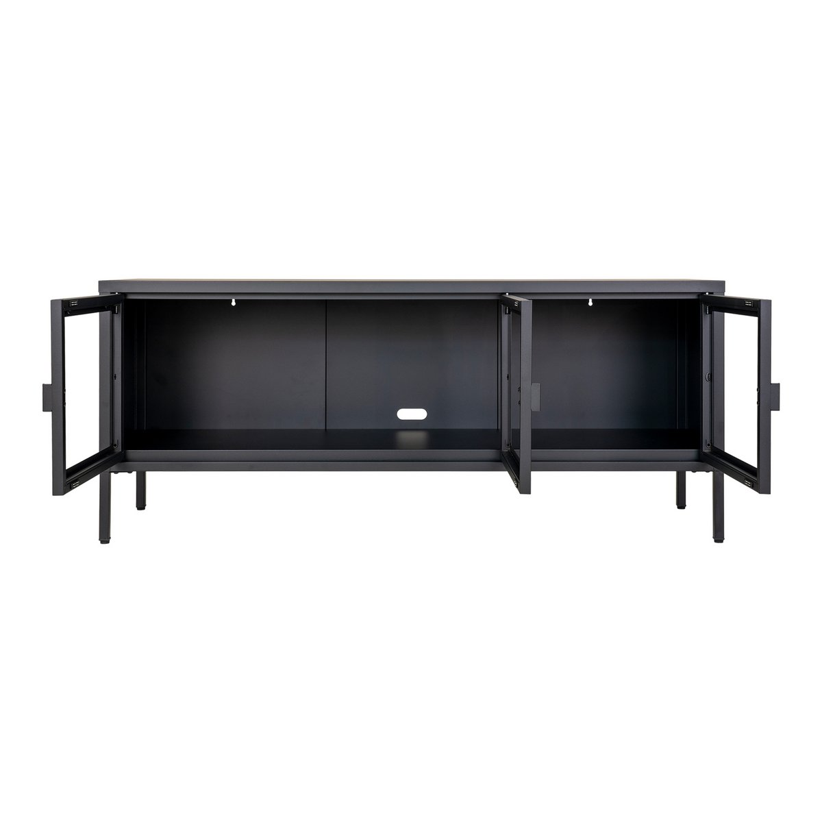 TV-Meubel | Raven | Zwart, Staal/Glas | 130x40x55 cm